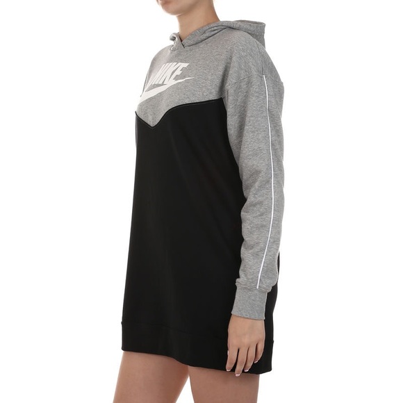 Nike Sportswear Heritage Black Gray Hoodie Dress - Picture 4 of 16